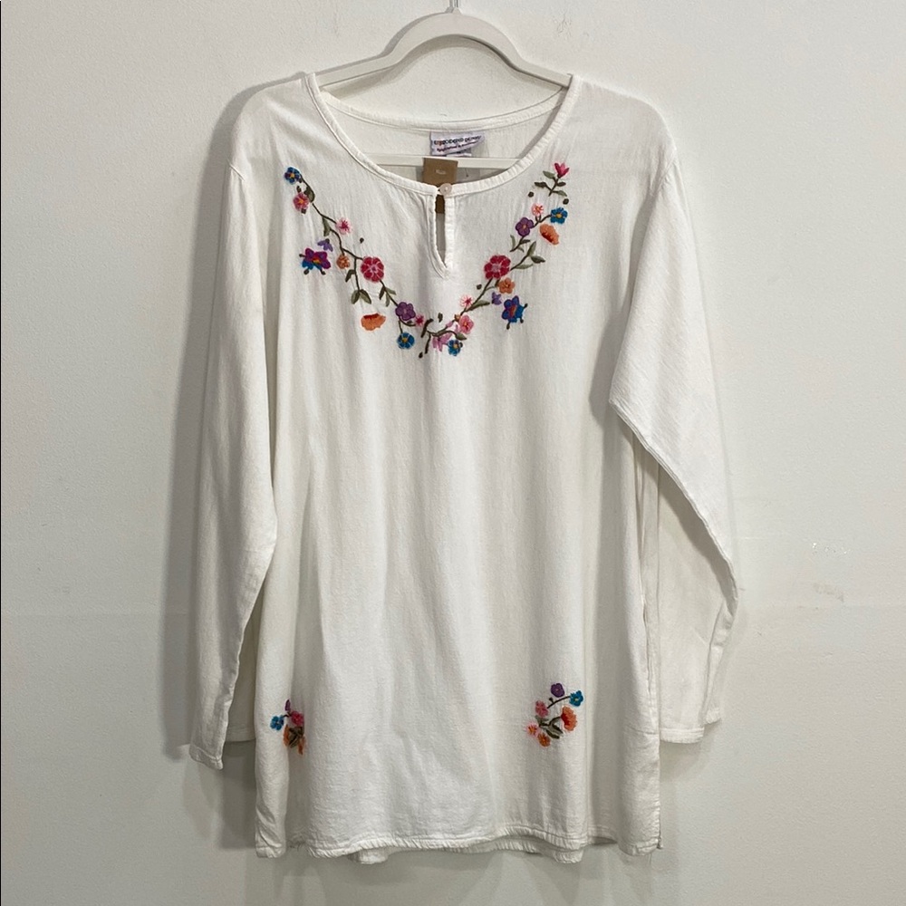 Embroidered White Tunic Top